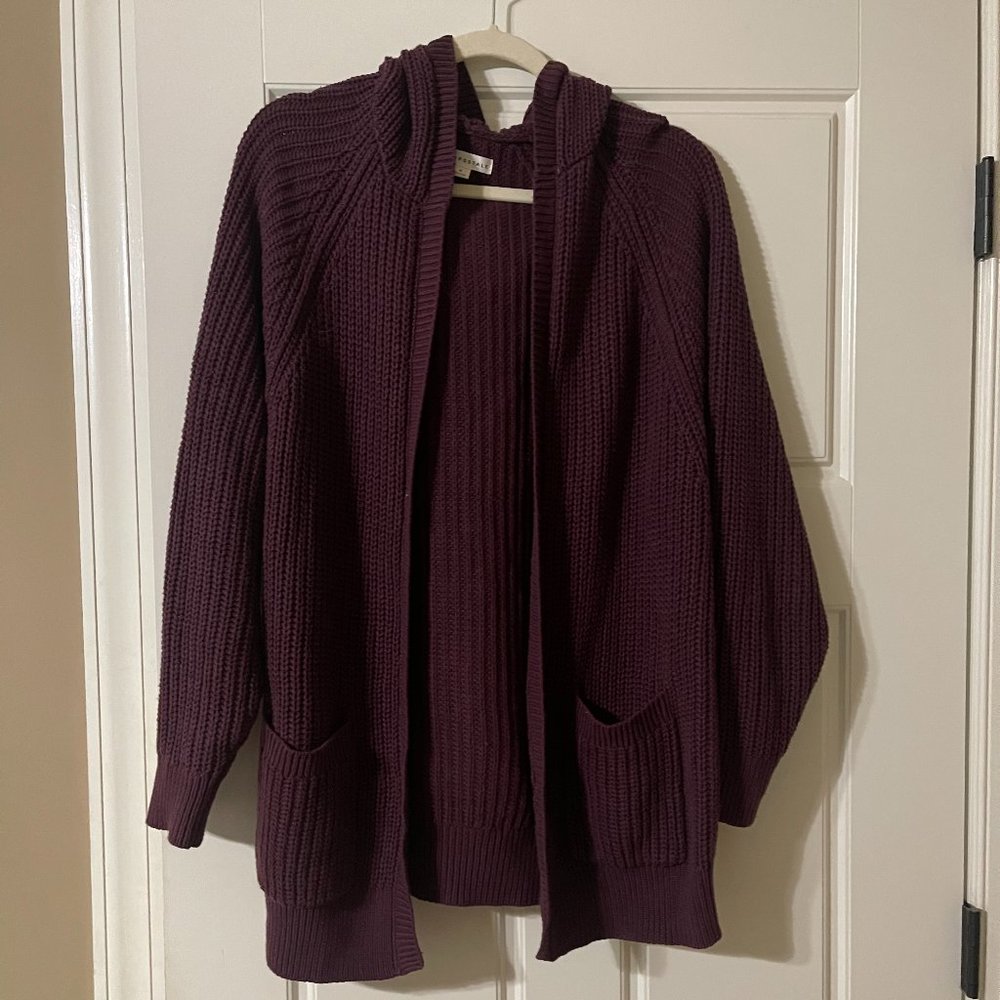 Aeropostale Oversized Hooded Burgundy Cardigan- medium
